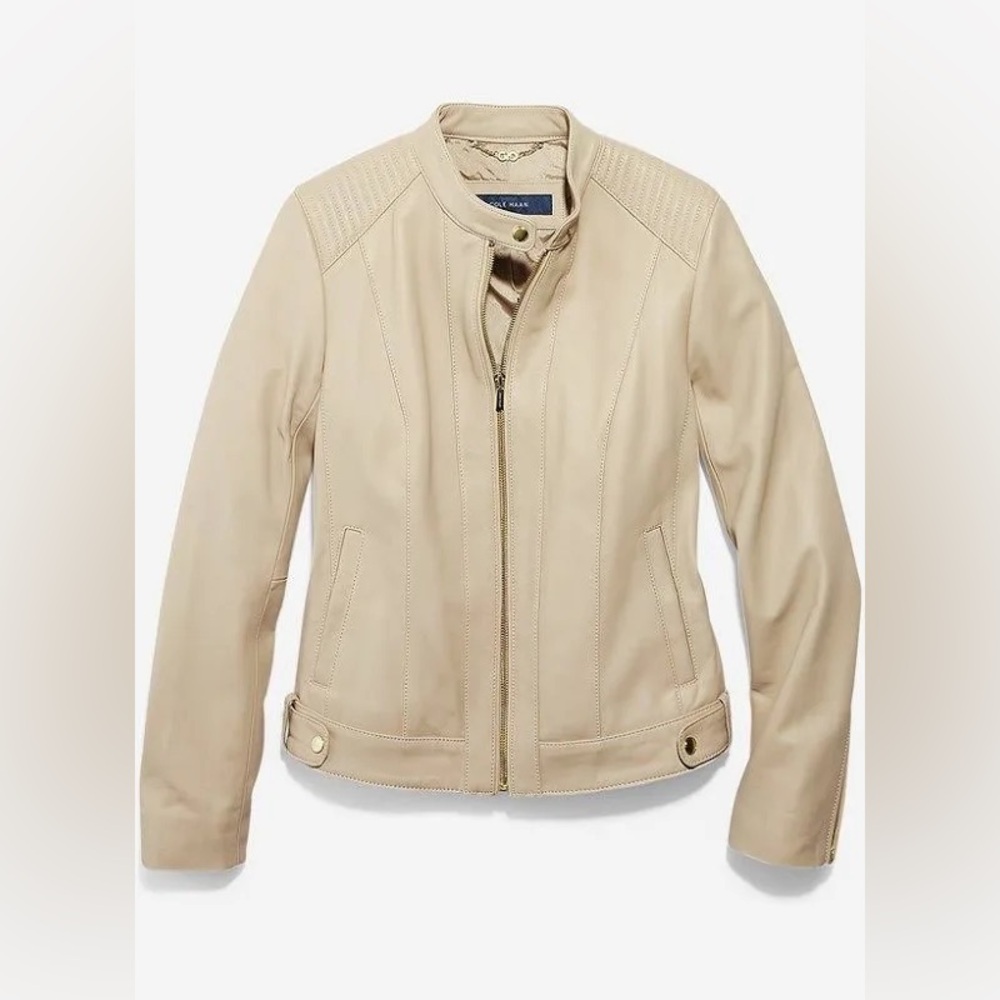 Cole Haan Cream Leather Jacket